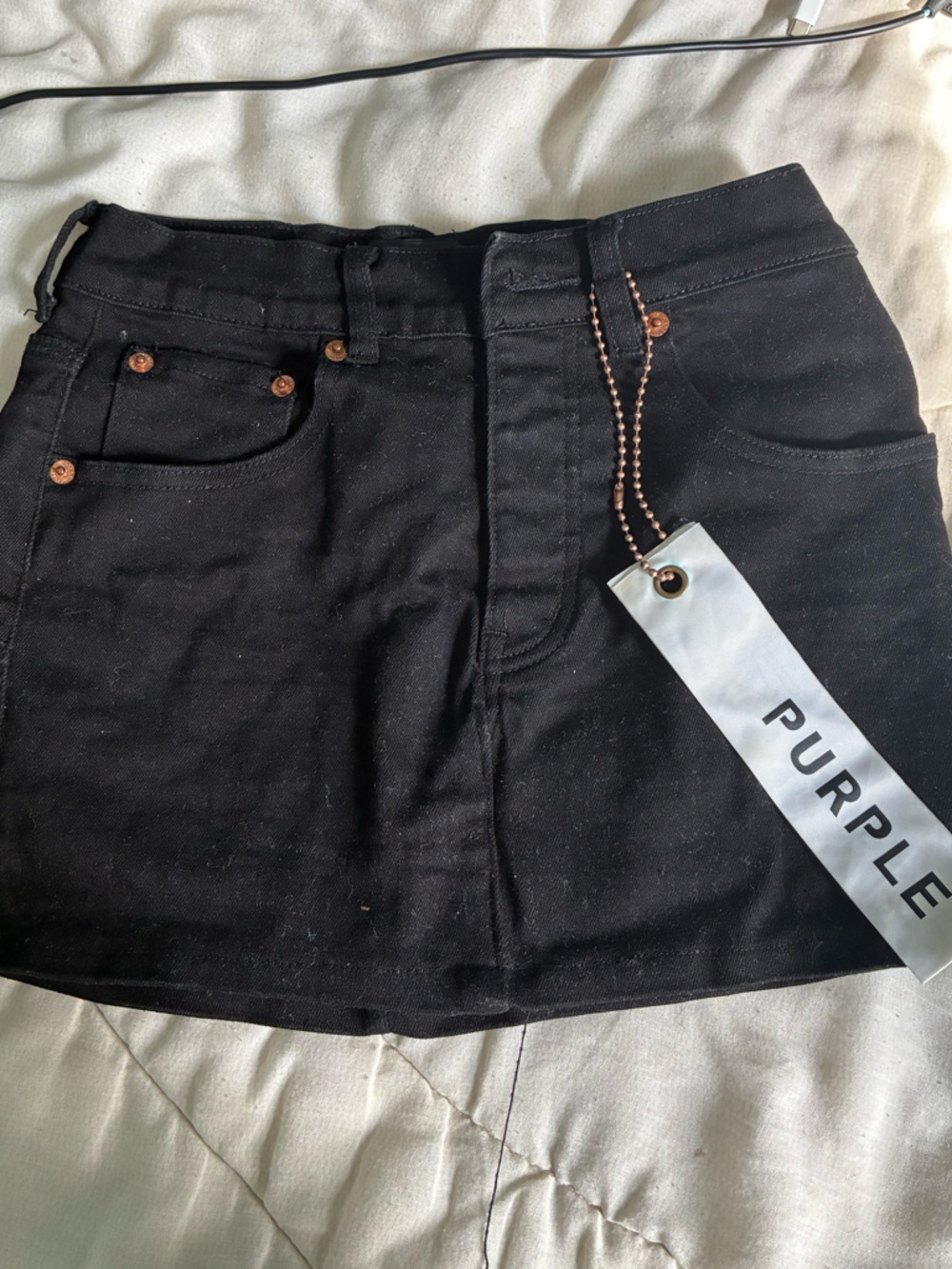 PURPLE Black Mini Skirt - Classic A-Line Style